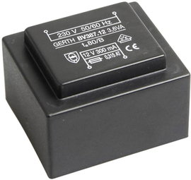 EI 38/13,6 Nyák transzformátor, 230 V / 2 x 7,5 V 240 mA 3,6 VA Gerth