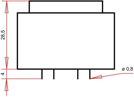 EI 38/13,6 Nyák transzformátor, 230 V / 2 x 12 V 150 mA 3,6 VA Gerth 2. kép