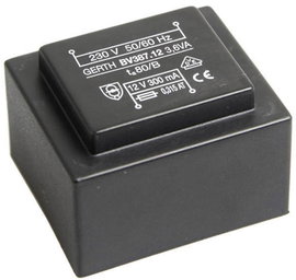 EI 38/13,6 Nyák transzformátor, 230 V / 2 x 18 V 100 mA 3,6 VA Gerth