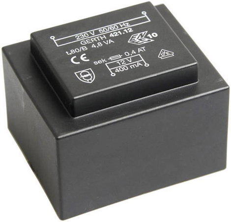 EI 42/14,8 Nyák transzformátor, 230 V / 2 x 4.5 V 533 mA 4,8 VA Gerth