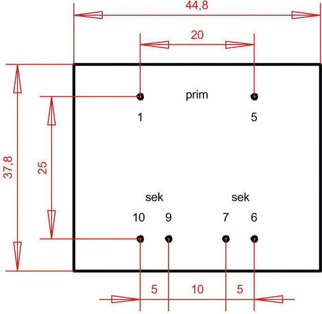EI 42/14,8 Nyák transzformátor, 230 V / 2 x 4.5 V 533 mA 4,8 VA Gerth 3. kép
