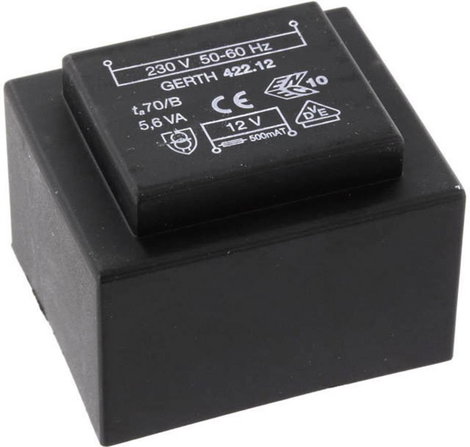EI 42/14,8 Nyák transzformátor, 230 V / 15 V 373 mA 5,6 VA Gerth