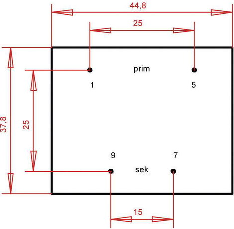 EI 42/14,8 Nyák transzformátor, 230 V / 15 V 373 mA 5,6 VA Gerth 3. kép