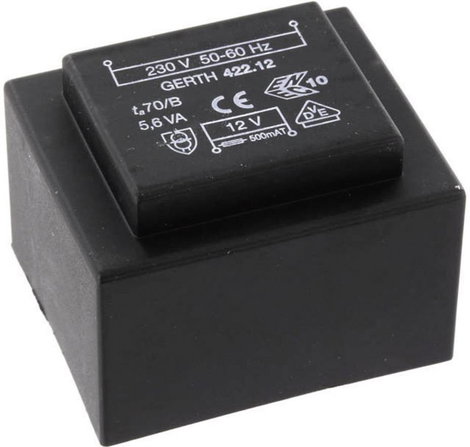 EI 42/14,8 Nyák transzformátor, 230 V / 2 x 24 V 116 mA 5,6 VA Gerth