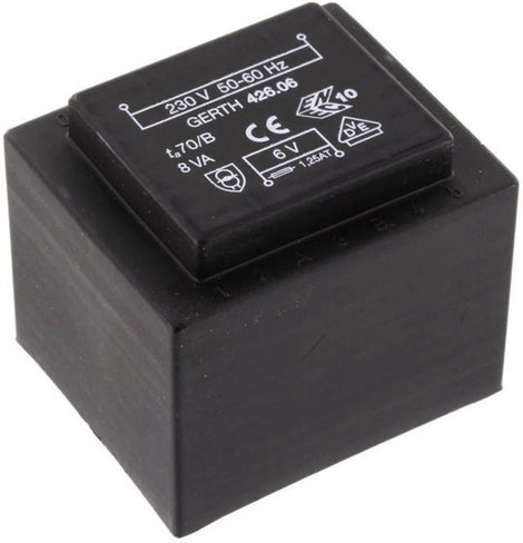 EI 42/20 Nyák transzformátor, 230 V / 6 V 1333 mA 8 VA Gerth