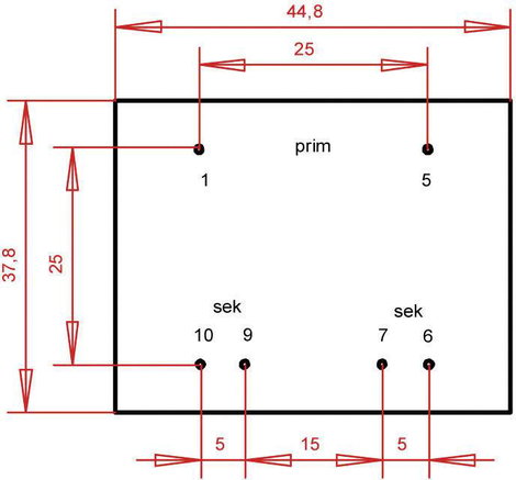 EI 42/20 Nyák transzformátor, 230 V / 2 x 9 V 444 mA 8 VA Gerth 3. kép