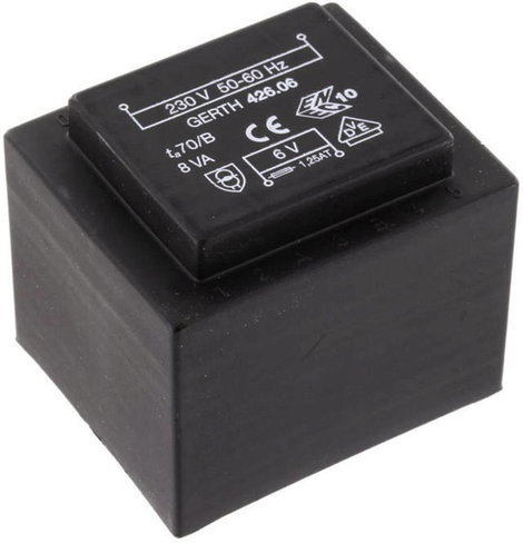 EI 42/20 Nyák transzformátor, 230 V / 2 x 18 V 222 mA 8 VA Gerth