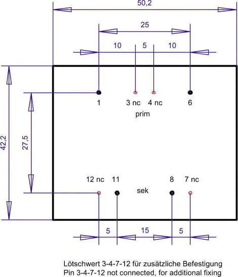 EI 48/16,8 Nyák transzformátor, 230 V / 8 V 1250 mA 10 VA Gerth 3. kép