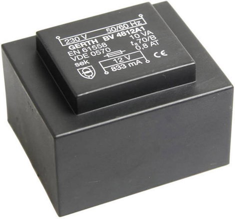 EI 48/16,8 Nyák transzformátor, 230 V / 15 V 666 mA 10 VA Gerth