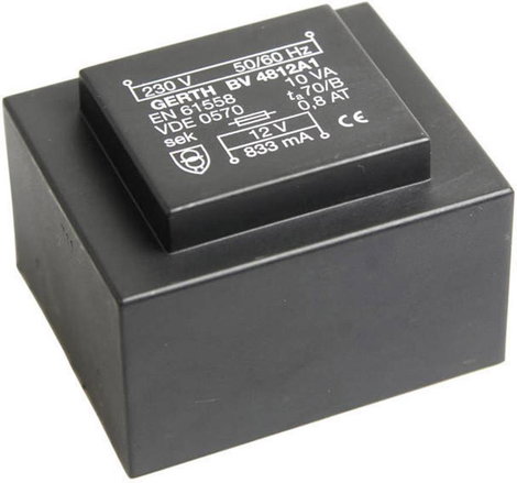 EI 48/16,8 Nyák transzformátor, 230 V / 2 x 15 V 333 mA 10 VA Gerth