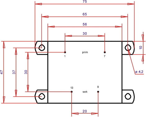 EI 54/18,8 Nyák transzformátor, peremmel, 230 V / 18 V 888 mA 16 VA Gerth 3. kép