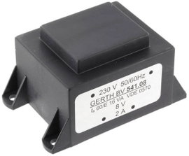 EI 54/18,8 Nyák transzformátor, peremmel, 230 V / 2 x 18 V 444 mA 16 VA Gerth