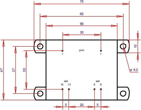 EI 54/18,8 Nyák transzformátor, peremmel, 230 V / 2 x 18 V 444 mA 16 VA Gerth 3. kép