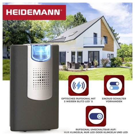 Vezeték nélküli csengő vevő, Heidemann 70873 3. kép