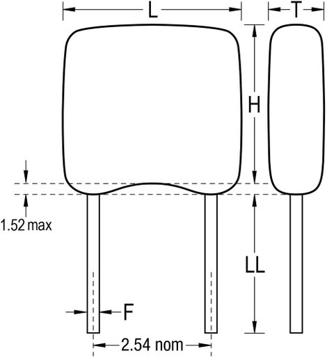 Kerámia kondenzátor, radiális 4,7 nF 100 V 10 %, 3,81 x 2,54 x 3,14 mm Kemet C315C472K1R5TA+ 2. kép