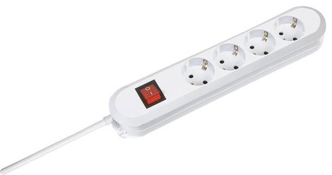 Hálózati elosztó kapcsolóval, 4 részes, fehér, Bachmann Electric 381.230K