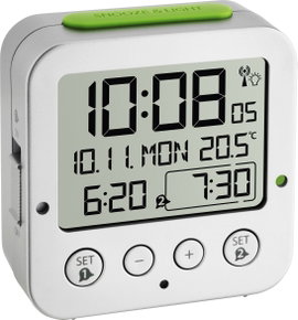 Rádiójel vezérlésű ébresztőóra, ezüst, TFA 60.2528.54