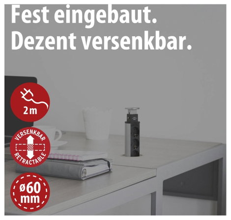 Hálózati elosztó 3 részes, alu/fekete, Brennenstuhl 1396200003 2. kép