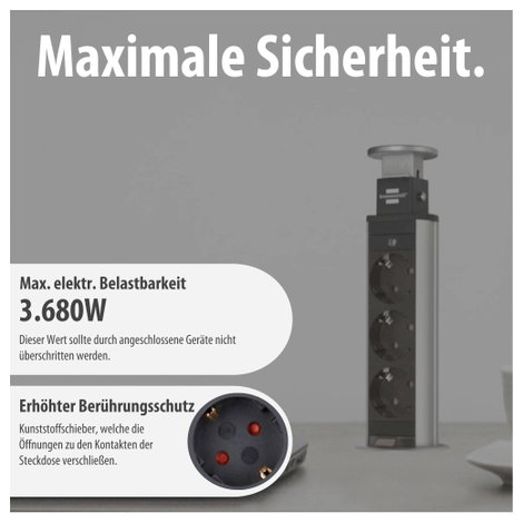 Hálózati elosztó 3 részes, alu/fekete, Brennenstuhl 1396200003 4. kép