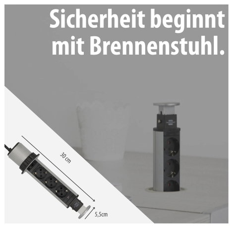 Hálózati elosztó 3 részes, alu/fekete, Brennenstuhl 1396200003 5. kép