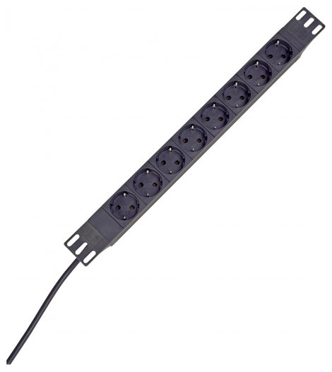 Hálózati elosztó 19 colos rack szekrénybe, 8 részes, fekete, Kopp 930805014 2. kép