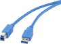 USB 3.0 csatlakozókábel, 1x USB 3.0 dugó A - 1x USB 3.0 dugó B, 0,5 m, kék, aranyozott, renkforce bélyegkép
