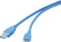 USB 3.0 csatlakozókábel, 1x USB 3.0 dugó A - 1x USB 3.0 dugó mikro B, 1 m, kék, aranyozott, renkforc bélyegkép