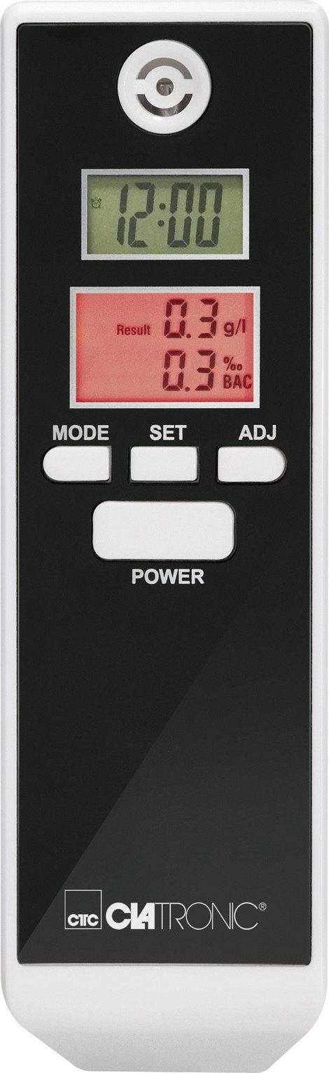 Alkoholteszter kijelzővel, hőmérséklet és idő kijelzéssel, (max.)=1.9 ‰, Clatronic AT3605