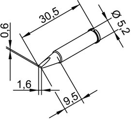 Ersa 102 pákahegy, forrasztóhegy 102 CD LF véső forma 1.6 mm