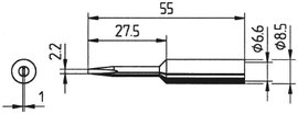 Ersa 832 pákahegy, forrasztóhegy 832 KD LF elkeskenyedő véső forma 2.2 mm