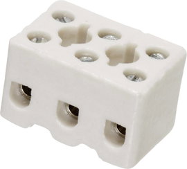 Porcelán sorkapocs, csavaros, 3 pólus, max. 2.5 mm², fehér, Adels-Contact 157/3