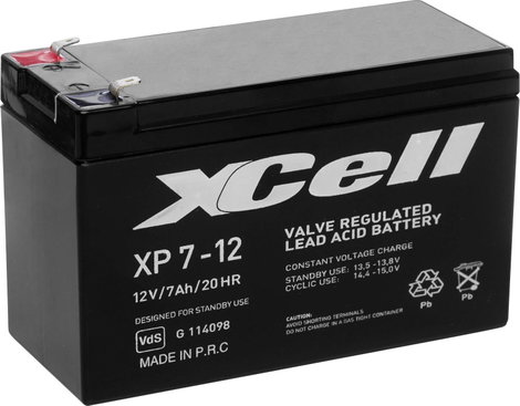 Ólom zselés akku AGM 12 V 7 Ah 151 x 94 x 65 mm XCell XP712F2