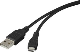 USB 2.0 csatlakozókábel, 1x USB 2.0 dugó A - 1x USB 2.0 dugó mikro B, 1 m, fekete, aranyozott, renkf
