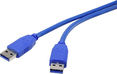 USB 3.0 csatlakozókábel, 1x USB 3.0 dugó A - 1x USB 3.0 dugó A, 1 m, kék, aranyozott, renkforce