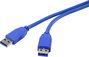 USB 3.0 csatlakozókábel, 1x USB 3.0 dugó A - 1x USB 3.0 dugó A, 1 m, kék, aranyozott, renkforce bélyegkép