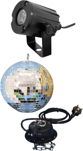Tükörgömb készlet LED-es spottal, 20 cm, eurolite 50101856