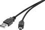 USB 2.0 csatlakozókábel, 1x USB 2.0 dugó A - 1x USB 2.0 dugó mini B, 0,15 m, fekete, aranyozott, ren bélyegkép