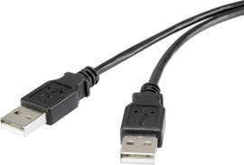 USB 2.0 csatlakozókábel, 1x USB 2.0 dugó A - 1x USB 2.0 dugó A, 1,8 m, fekete, aranyozott, renkforce