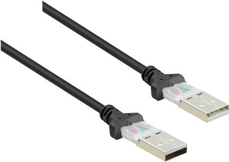 USB 2.0 csatlakozókábel, 1x USB 2.0 dugó A - 1x USB 2.0 dugó A, 1,8 m, fekete, aranyozott, renkforce 2. kép