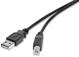 USB 2.0 csatlakozókábel, 1x USB 2.0 dugó A - 1x USB 2.0 dugó B, 1 m, fekete, aranyozott, renkforce