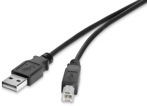 USB 2.0 csatlakozókábel, 1x USB 2.0 dugó A - 1x USB 2.0 dugó B, 1 m, fekete, aranyozott, renkforce