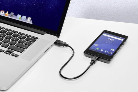 USB 2.0 csatlakozókábel, 1x USB 2.0 dugó A - 1x USB 2.0 dugó mikro B, 0,3 m, fekete, aranyozott, ren 2. kép