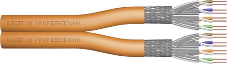 Duplex hálózati kábel, CAT 7 S/FTP, 2 x 4 x 2 mm², narancs, méteráru, Digitus DK-1741-VH-D