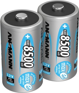 Góliát akku D NiMH, 1,2V 8500 mAh, 2 db, Ansmann maxE HR20, LR20, D, AM1, XL, MN1300, 813, E95, LR20