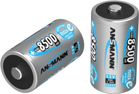 Góliát akku D NiMH, 1,2V 8500 mAh, 2 db, Ansmann maxE HR20, LR20, D, AM1, XL, MN1300, 813, E95, LR20 2. kép