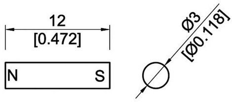 Tartós rúdmágnes AlNiCo, max. 400 °C 1,24 T, 3 x 12 mm, StandexMeder Electronics 2. kép