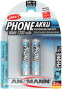 Ceruza akku AA, NiMH, 1,2V 1300 mAh, 2 db, Ansmann DECT maxE LR06, AA, LR6, AAB4E, AM3, 815, E91, LR 7. bélyegkép