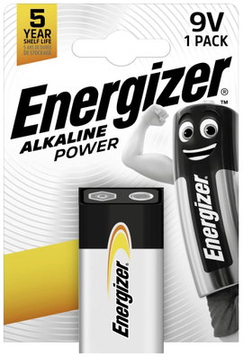 9V-os elem, alkáli mangán, 9V, Energizer Power 6LR61, 6LR21, 6AM6, 6LP3146, MN1604, A1604, E Block, 