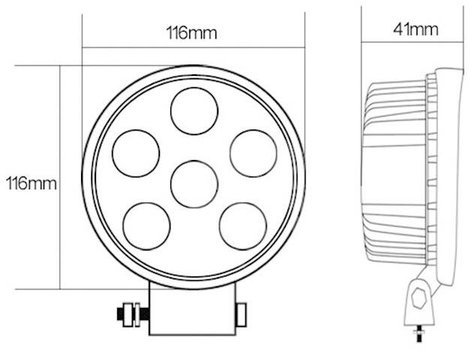LED-es munkalámpa, fényszóró 18 W 12/24 V 110 x 116 x 41 mm 950 lm, SecoRüt 5. kép