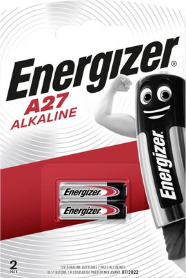 27A alkáli elem, távirányító elem, 12V 22 mAh, 2 db, Energizer A27, E27A, V27A, V27PX, V27GA, L728, 